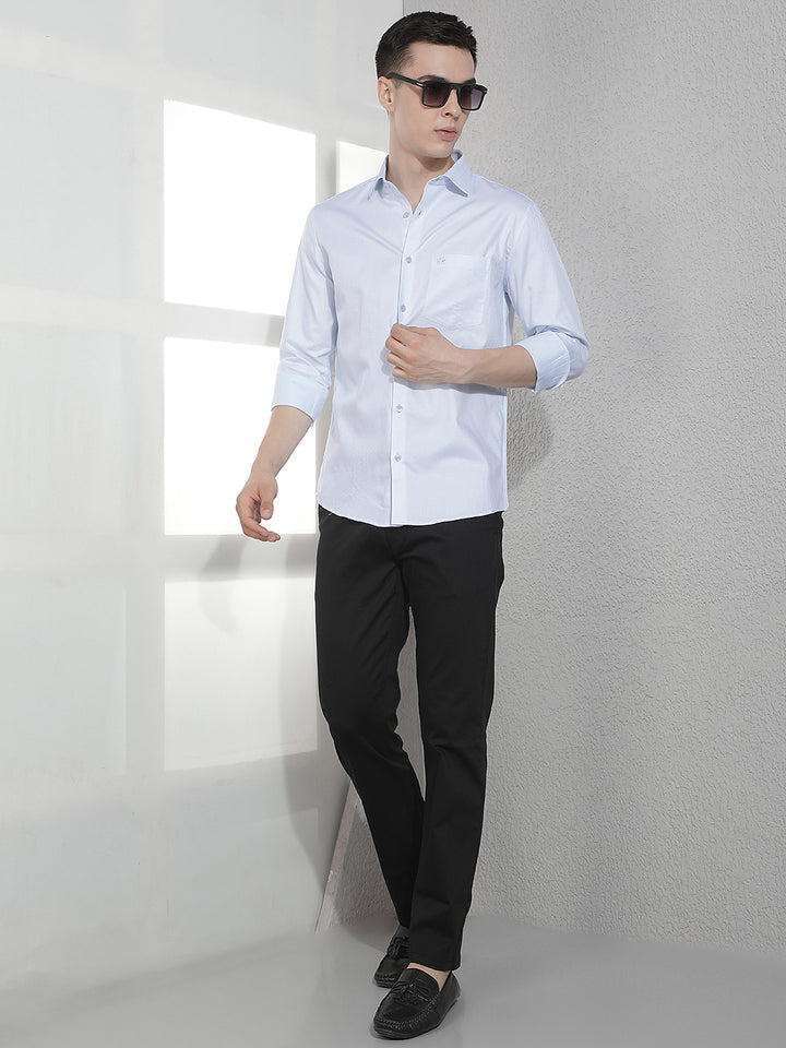 Blue 100% Cotton Shirt-Men Shirts-Crimsoune Club