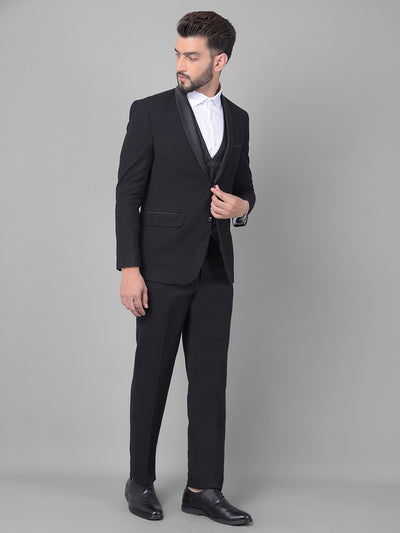 Black Three-Piece Tuxedo Suit-Men Suits-Crimsoune Club