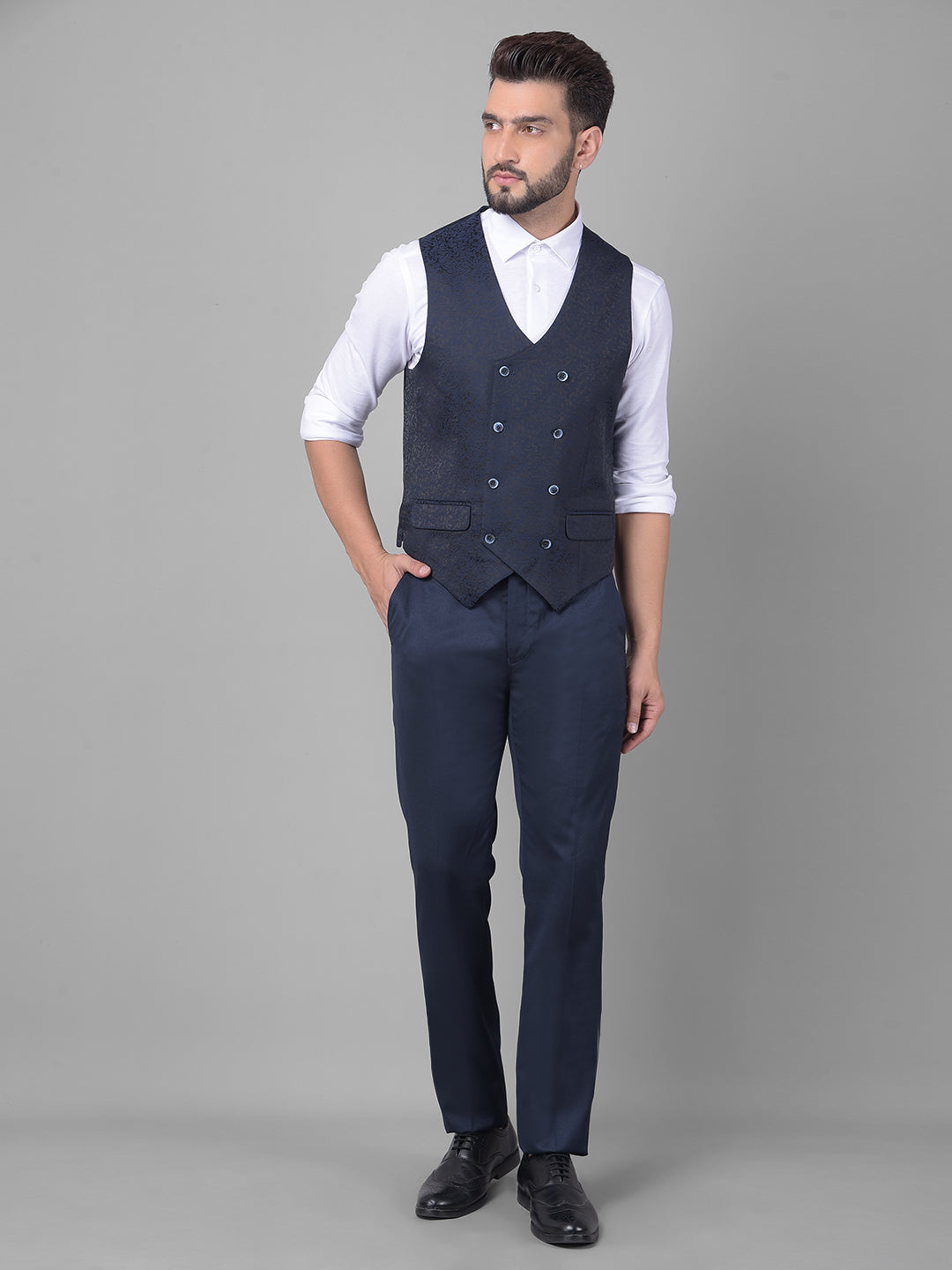 Navy Blue Two-Piece Suit-Men Suits-Crimsoune Club