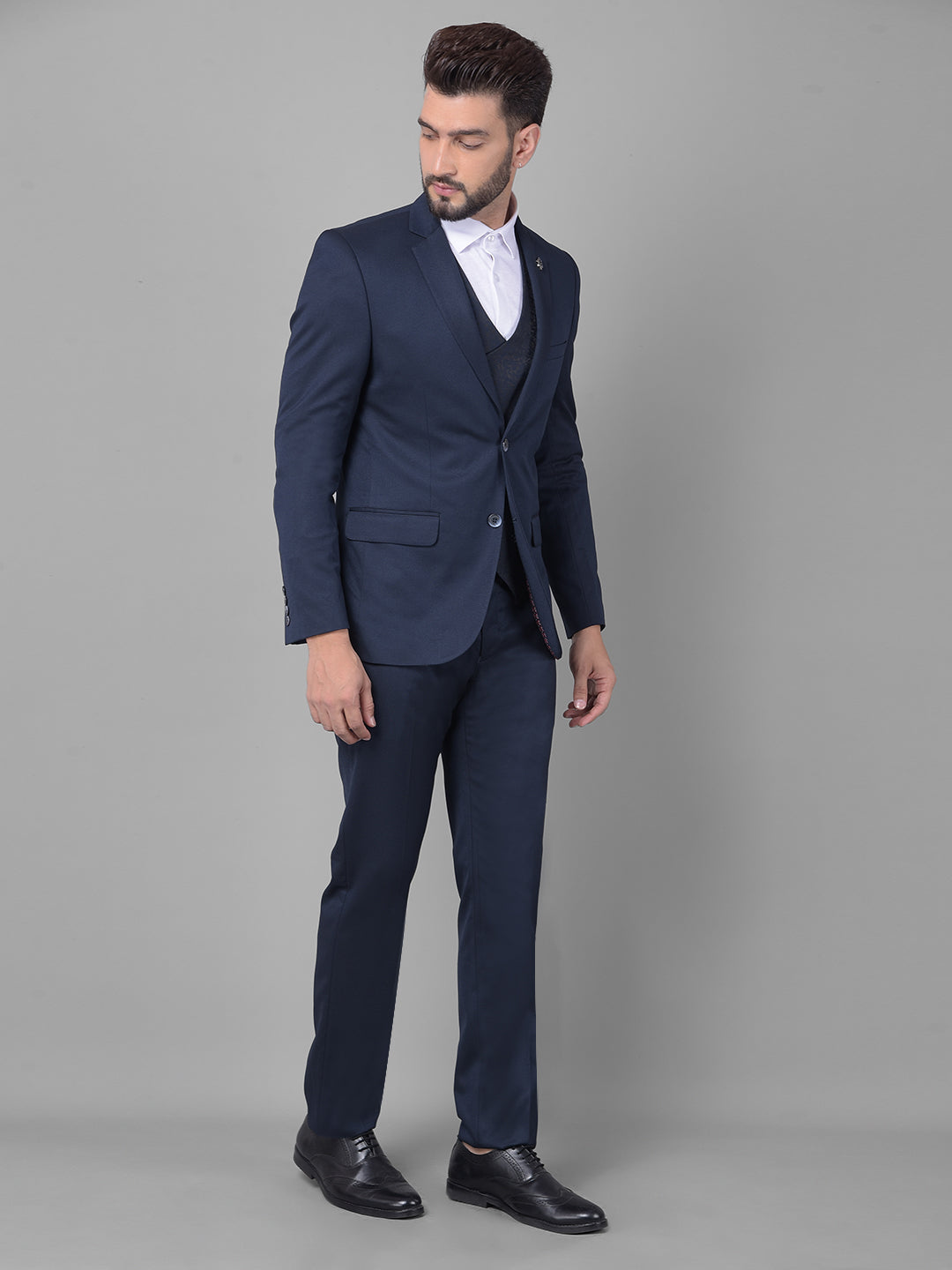 Navy Blue Two-Piece Suit-Men Suits-Crimsoune Club