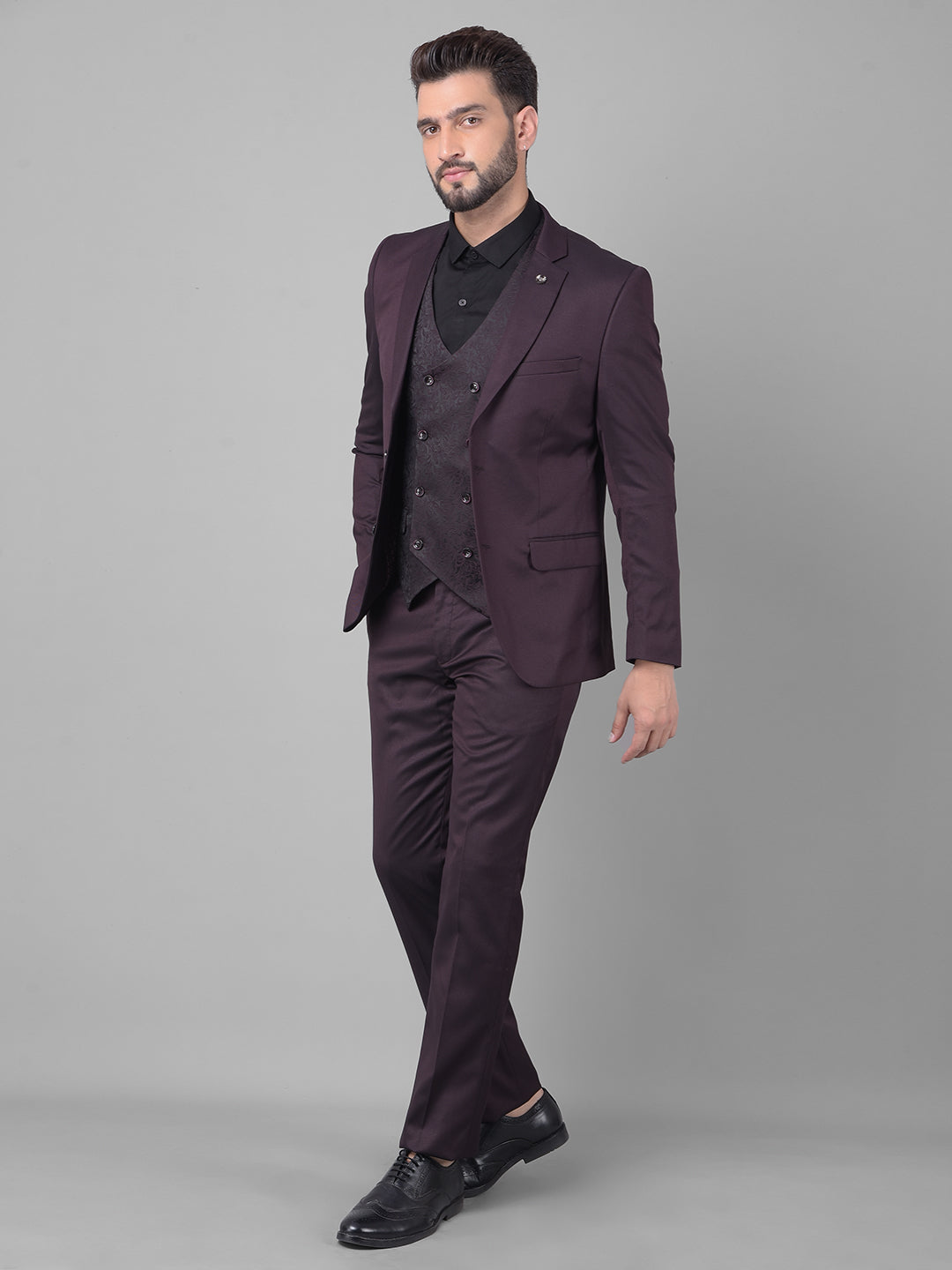 Wine Two-Piece Suit-Men Suits-Crimsoune Club