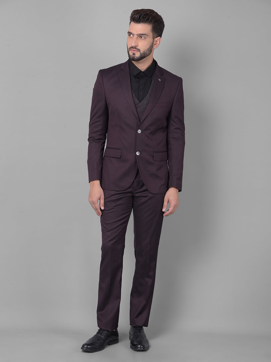 Wine Two-Piece Suit-Men Suits-Crimsoune Club