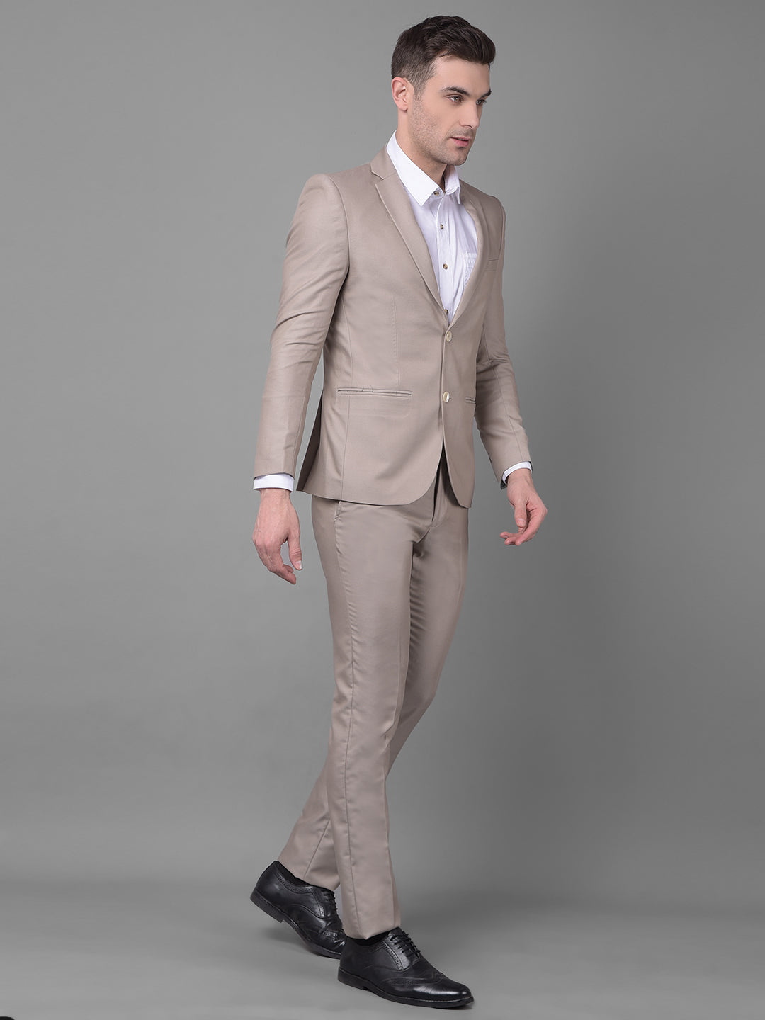 Beige Suit-Men Suits-Crimsoune Club