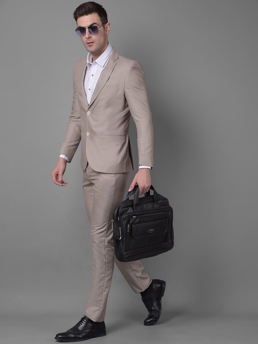 Beige Suit-Men Suits-Crimsoune Club