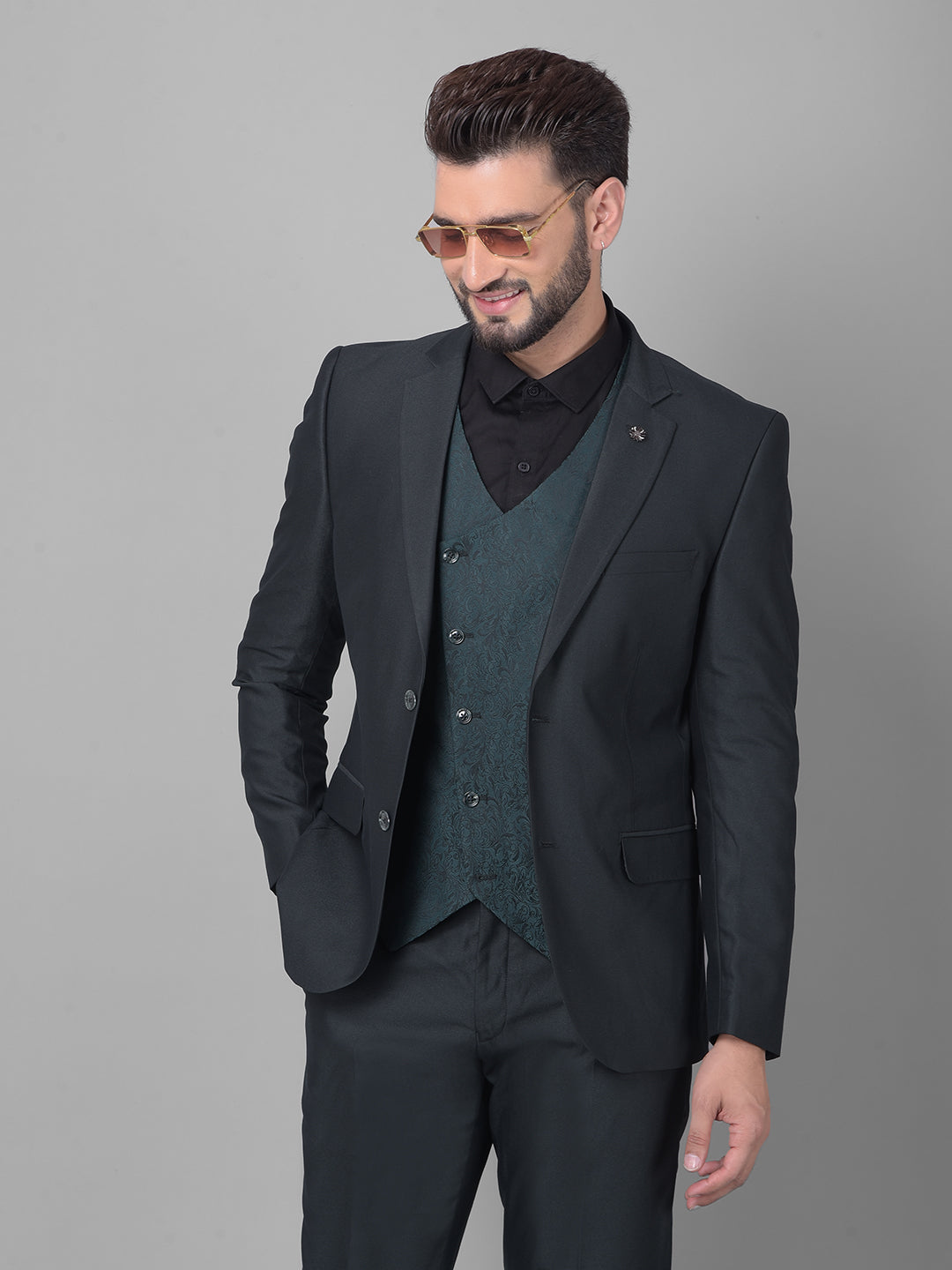 Navy Blue Two-Piece Suit-Men Suits-Crimsoune Club