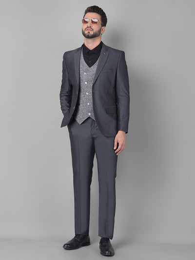 Grey Two-Piece Suit-Men Suits-Crimsoune Club