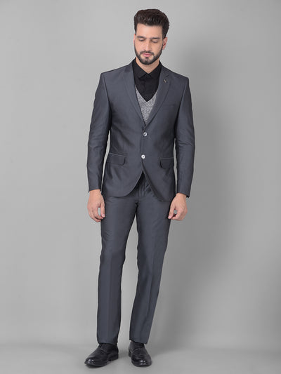 Grey Two-Piece Suit-Men Suits-Crimsoune Club