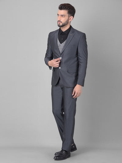 Grey Two-Piece Suit-Men Suits-Crimsoune Club