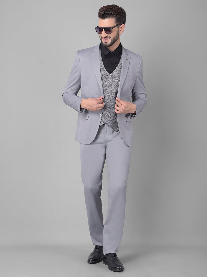 Grey Two-Piece Suit-Men Suits-Crimsoune Club