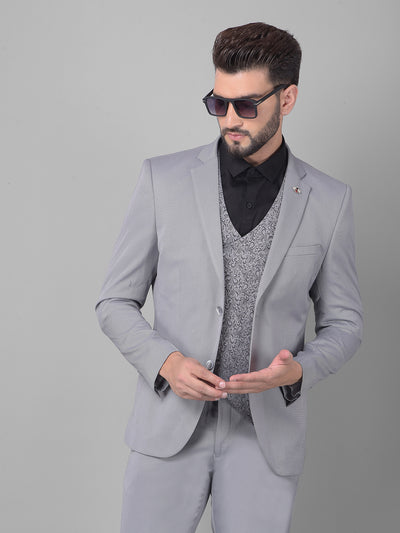 Grey Two-Piece Suit-Men Suits-Crimsoune Club