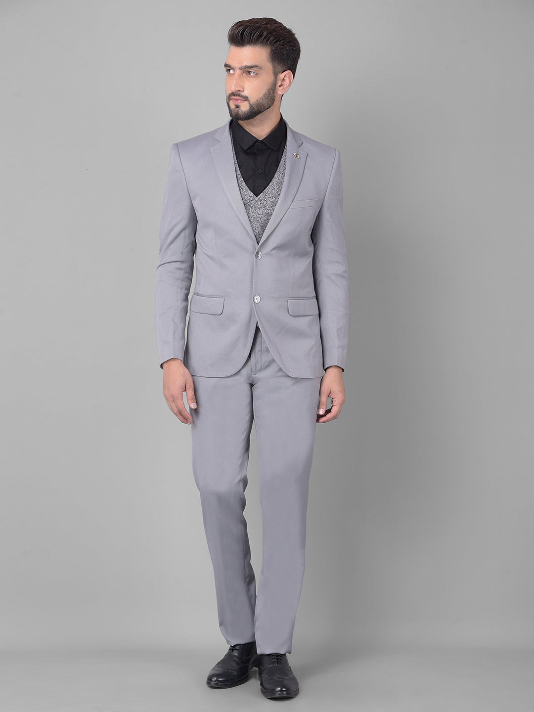 Grey Two-Piece Suit-Men Suits-Crimsoune Club