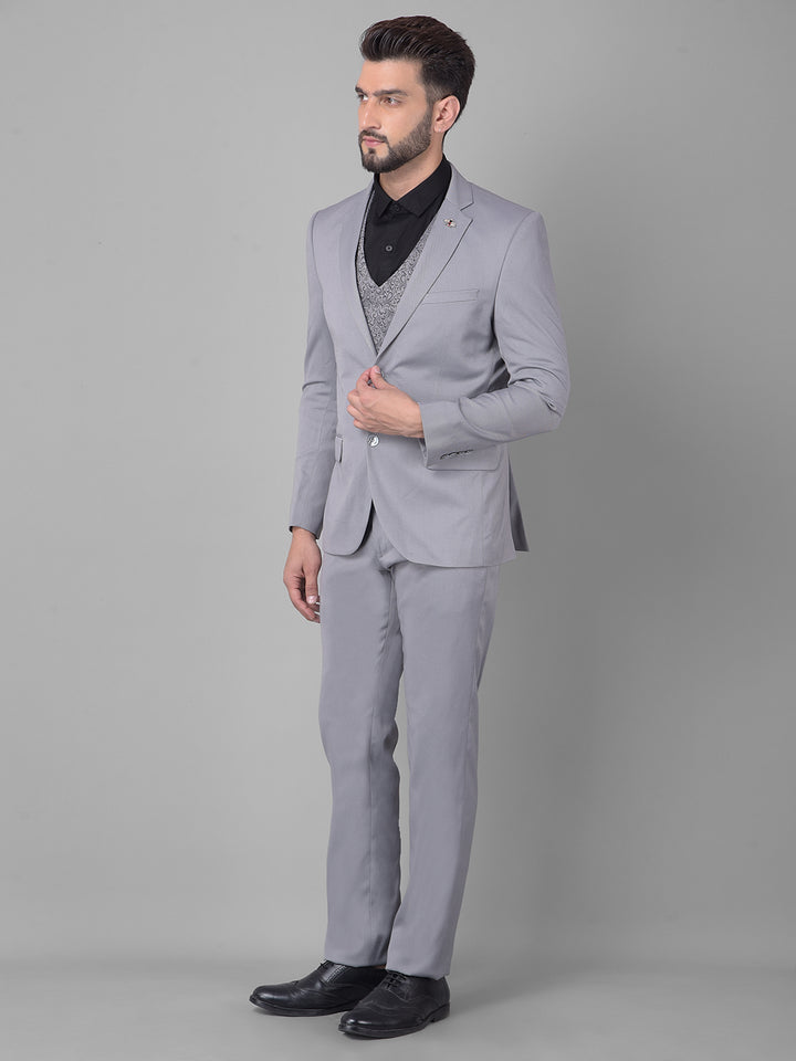 Grey Two-Piece Suit-Men Suits-Crimsoune Club