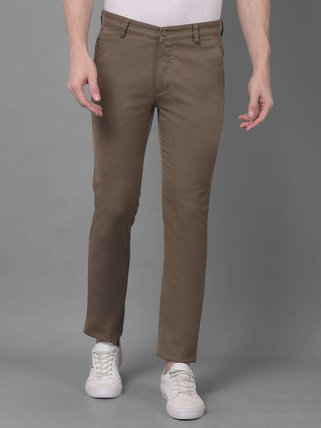 Khaki Checked Trousers-Men Trousers-Crimsoune Club