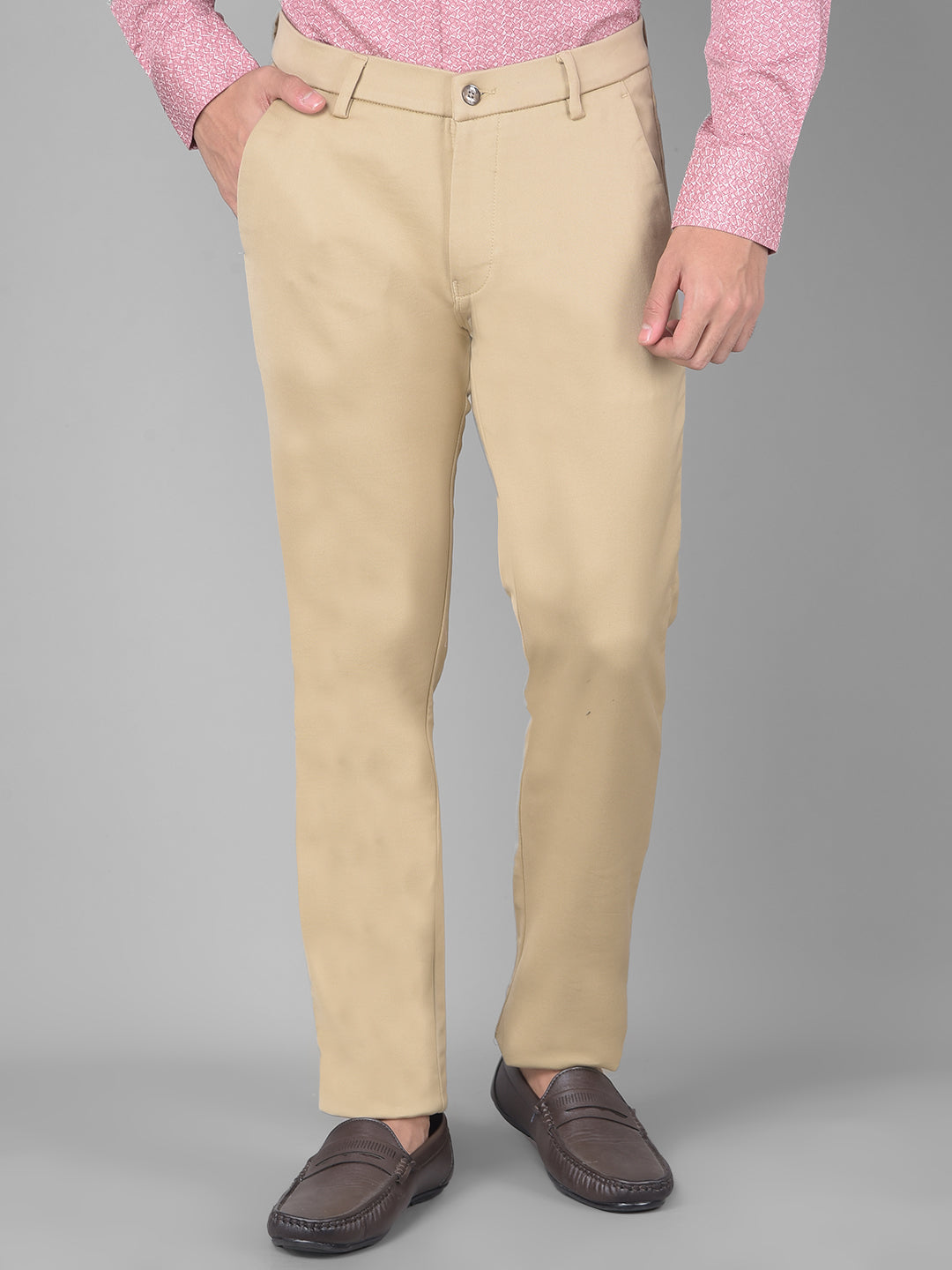 Beige Trousers-Men Trousers-Crimsoune Club