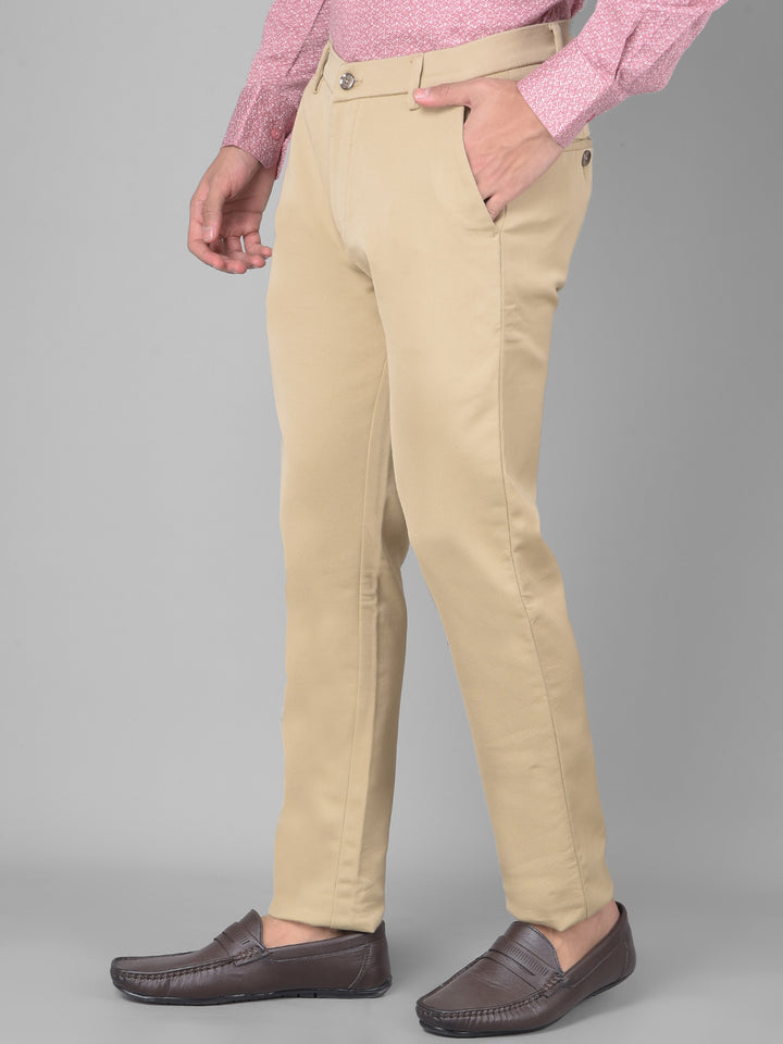 Beige Trousers-Men Trousers-Crimsoune Club