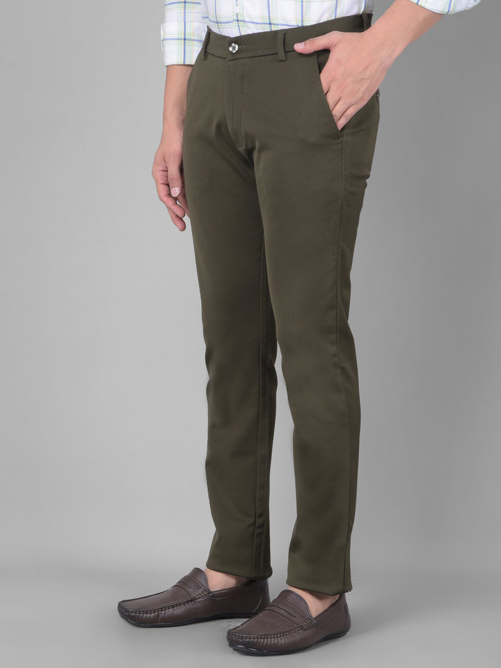 Olive Trousers-Men Trousers-Crimsoune Club