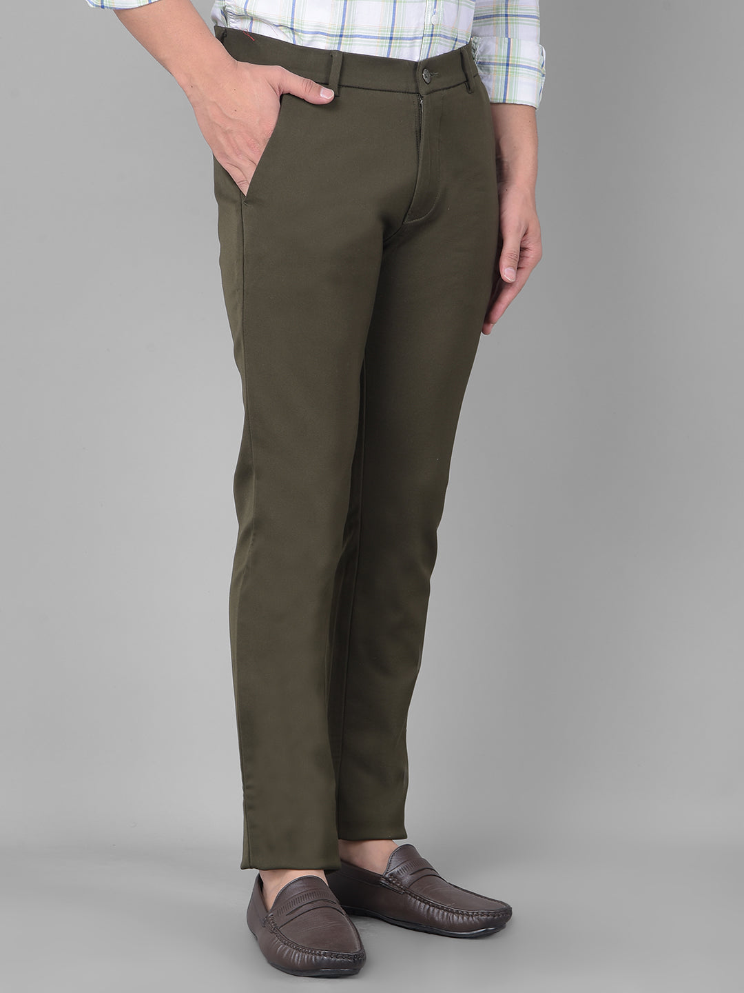 Olive Trousers-Men Trousers-Crimsoune Club