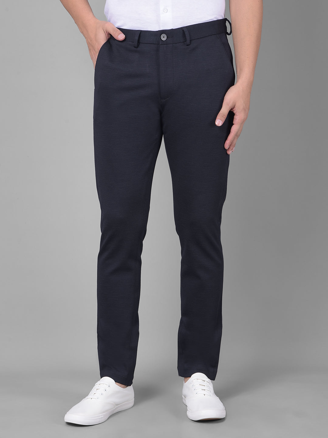 Navy Blue Trousers-Men Trousers-Crimsoune Club