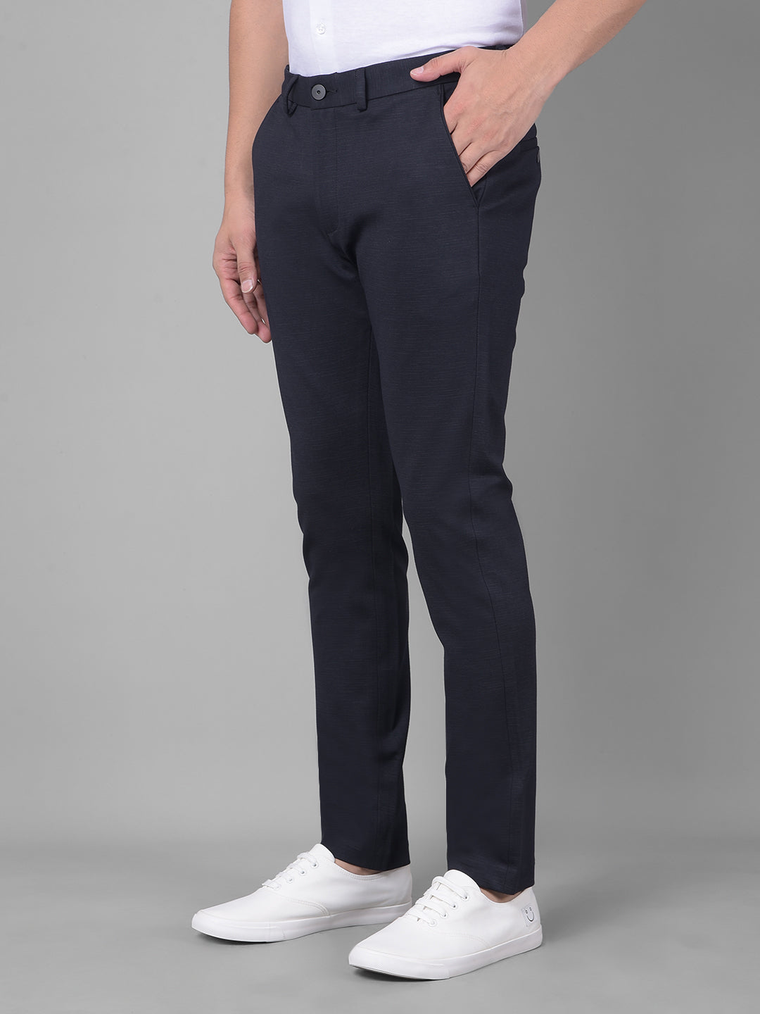 Navy Blue Trousers-Men Trousers-Crimsoune Club