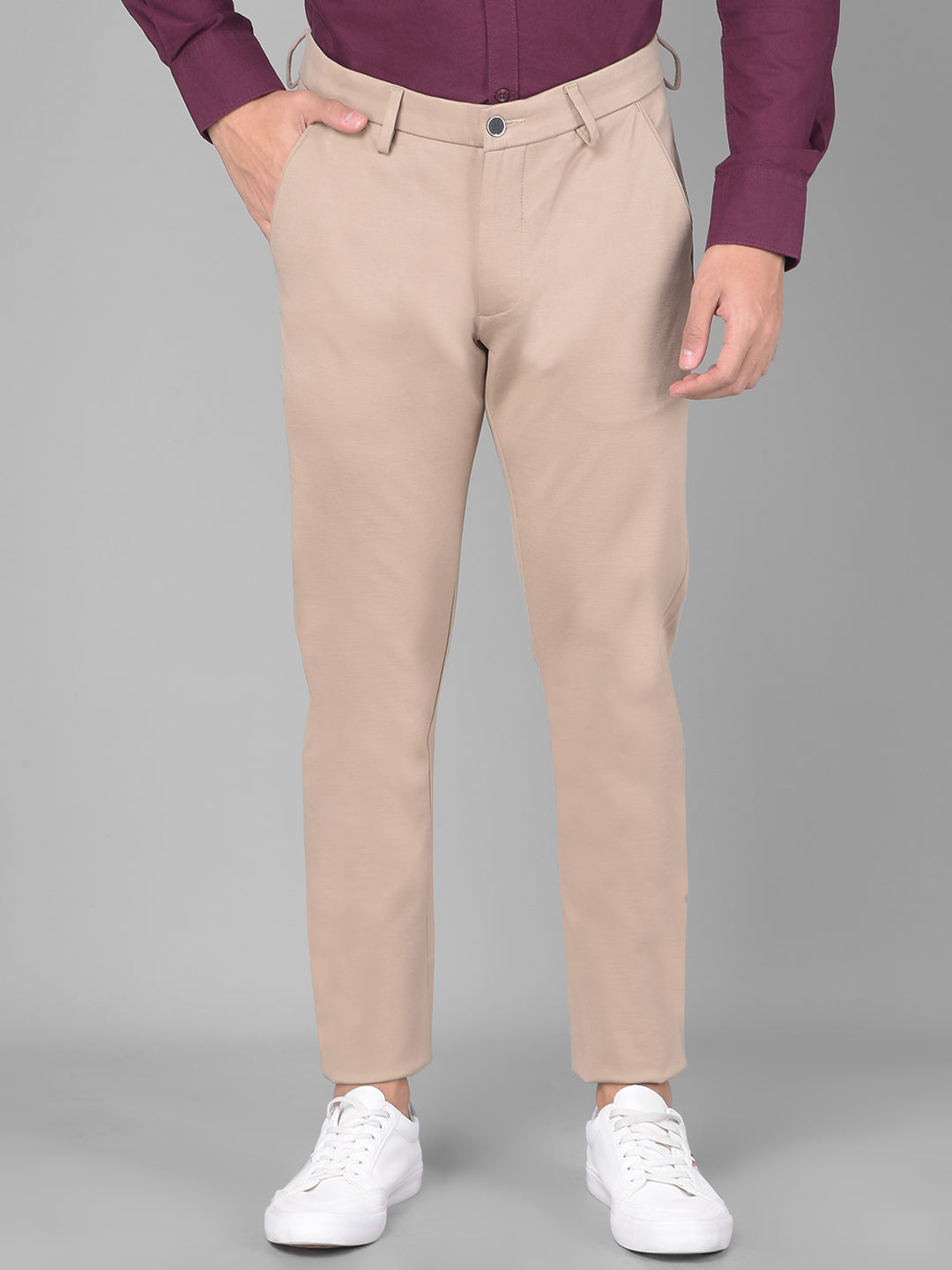 Beige Trousers-Men Trousers-Crimsoune Club