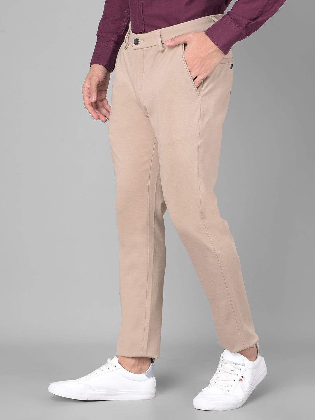 Beige Trousers-Men Trousers-Crimsoune Club