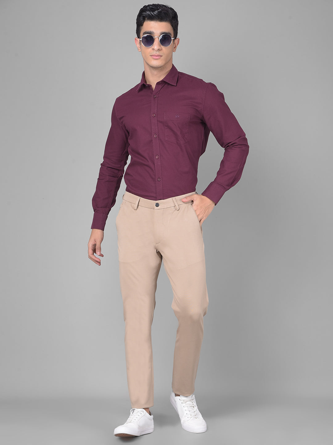 Beige Trousers-Men Trousers-Crimsoune Club