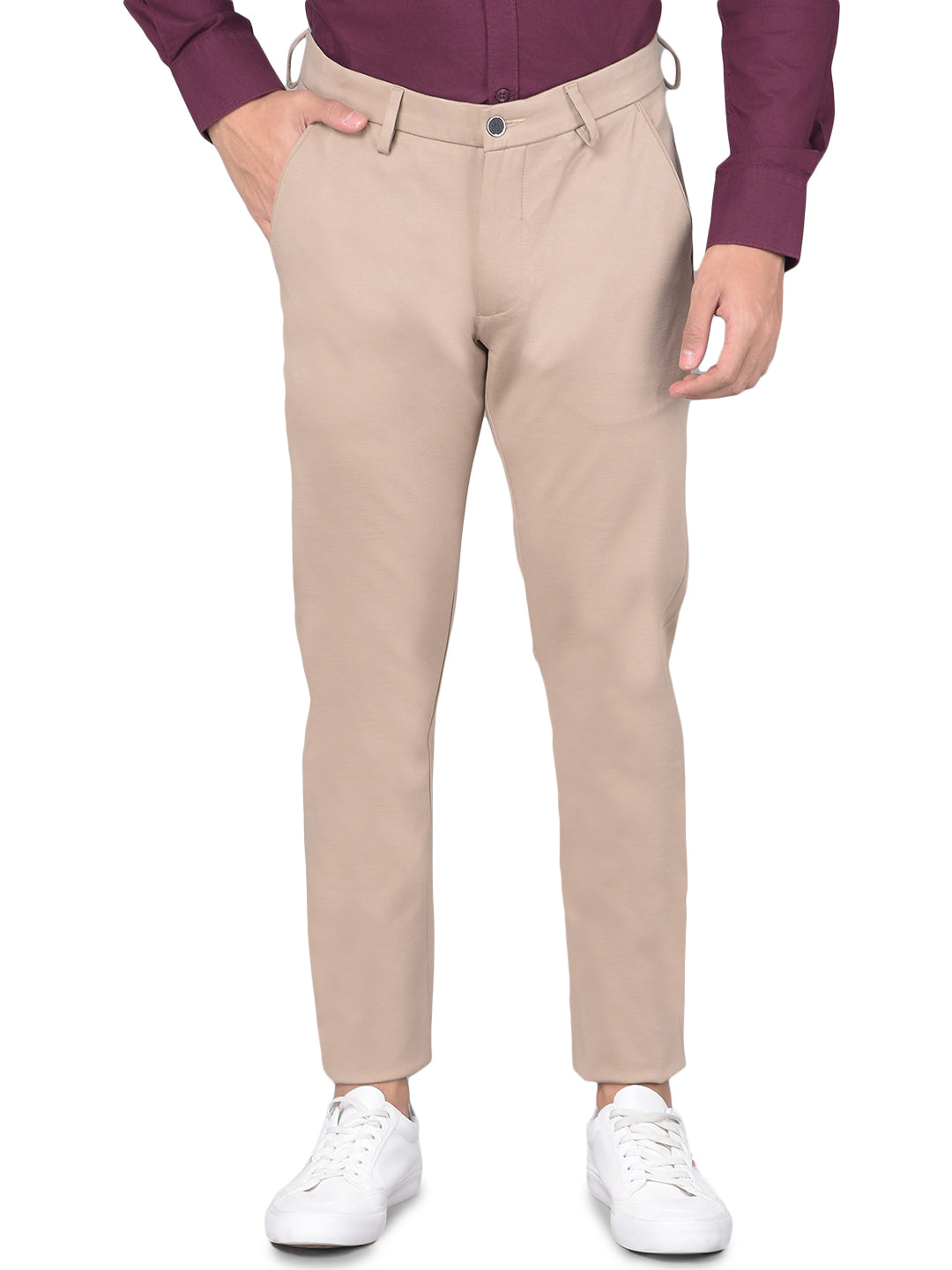 Beige Trousers-Men Trousers-Crimsoune Club