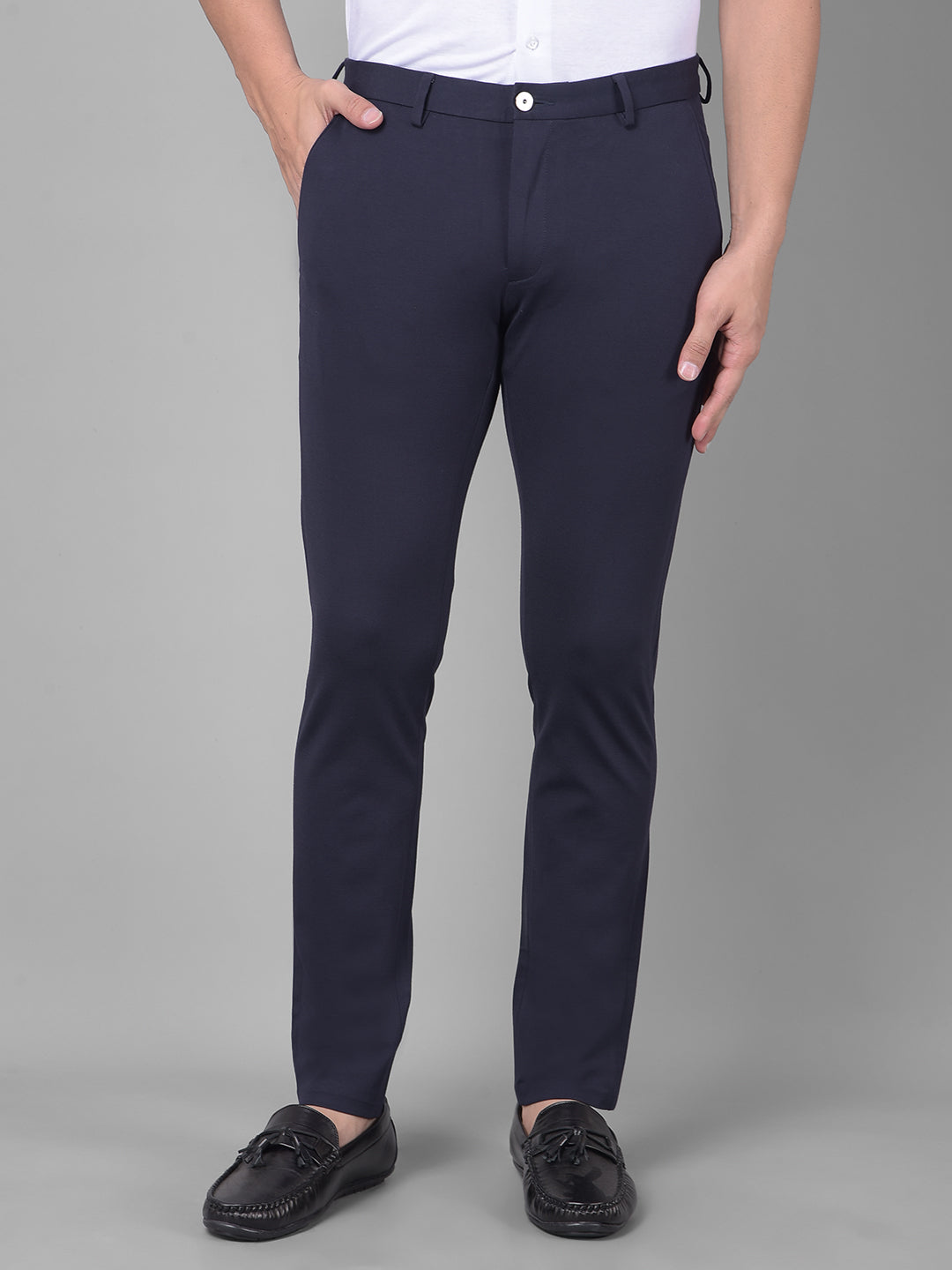 Navy Blue Trousers-Men Trousers-Crimsoune Club