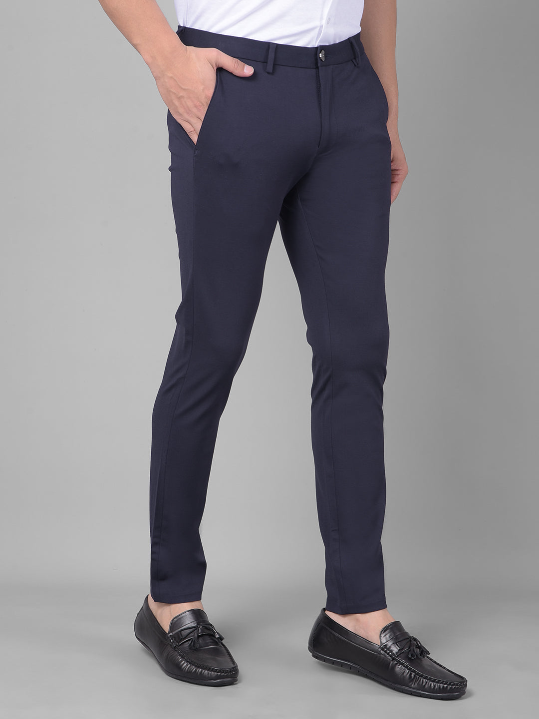 Navy Blue Trousers-Men Trousers-Crimsoune Club