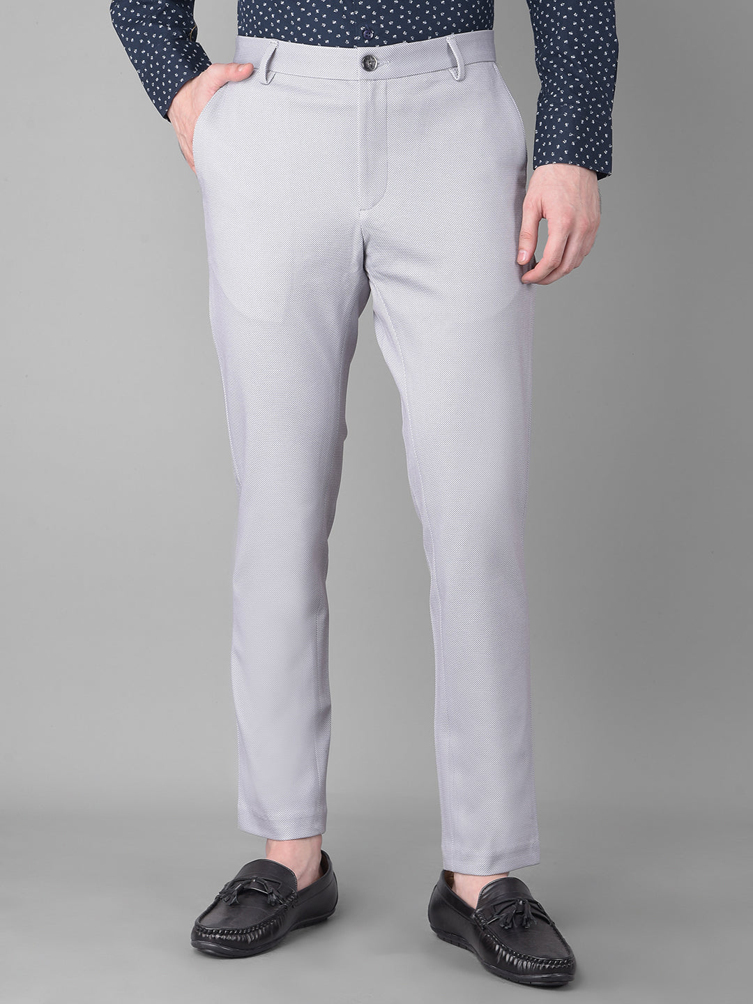 Grey Printed Trousers-Men Trousers-Crimsoune Club