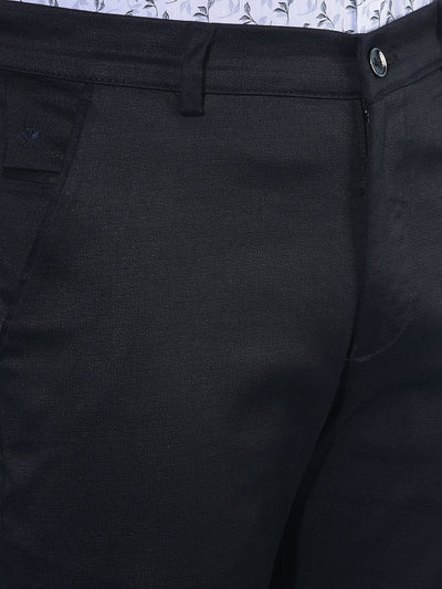 Black Regular Cotton Trousers-Men Trousers-Crimsoune Club