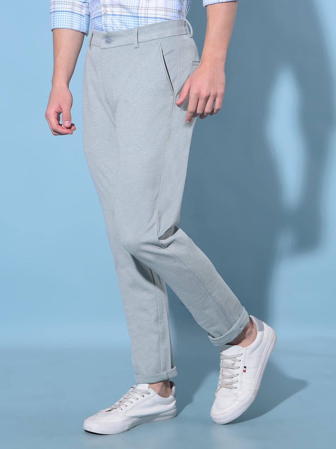 Grey Dobby Trousers-Men Trousers-Crimsoune Club