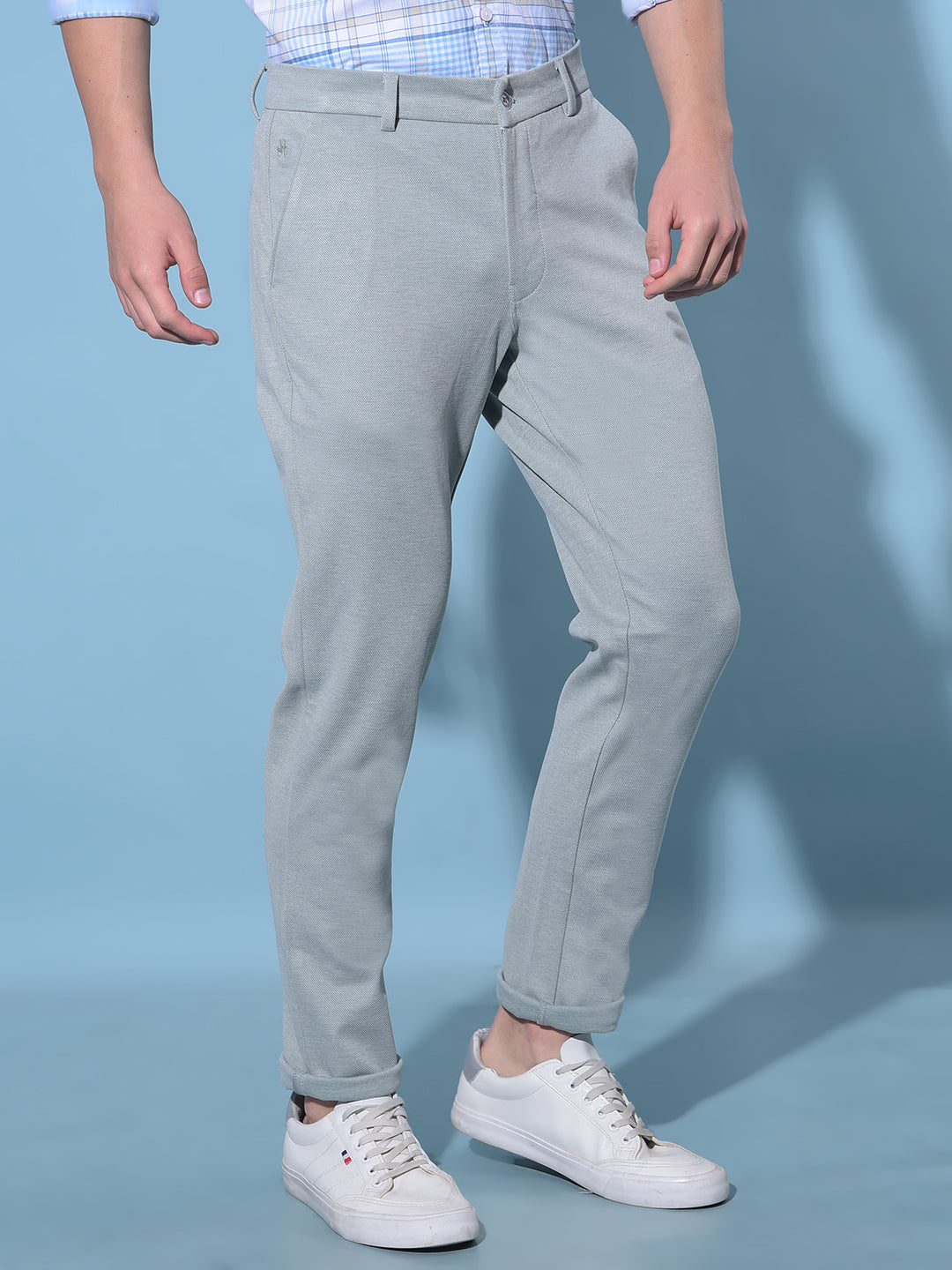 Grey Dobby Trousers-Men Trousers-Crimsoune Club