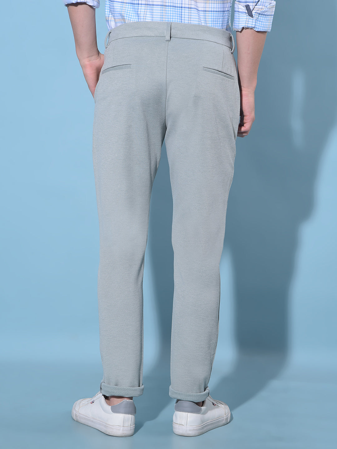 Grey Dobby Trousers-Men Trousers-Crimsoune Club