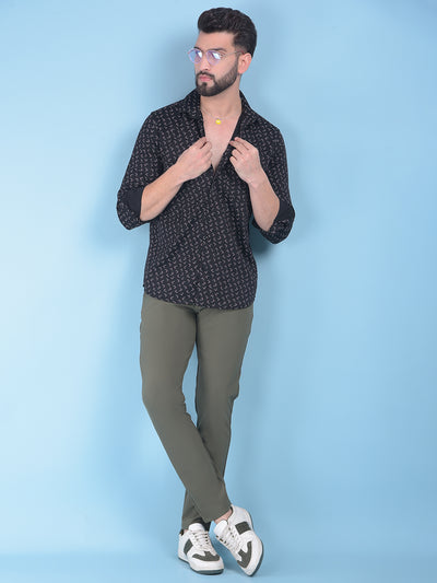 Olive Stretchable Trousers-Men Trousers-Crimsoune Club