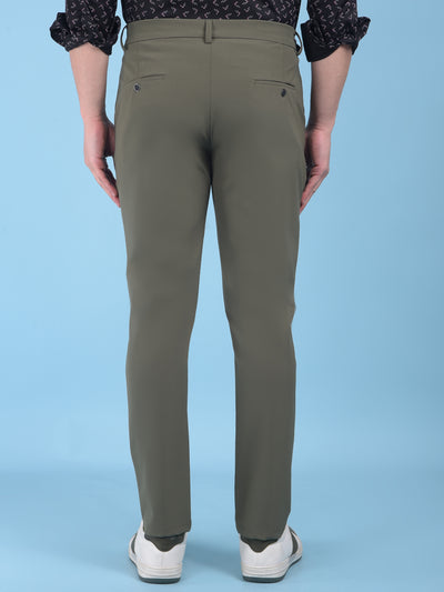 Olive Stretchable Trousers-Men Trousers-Crimsoune Club