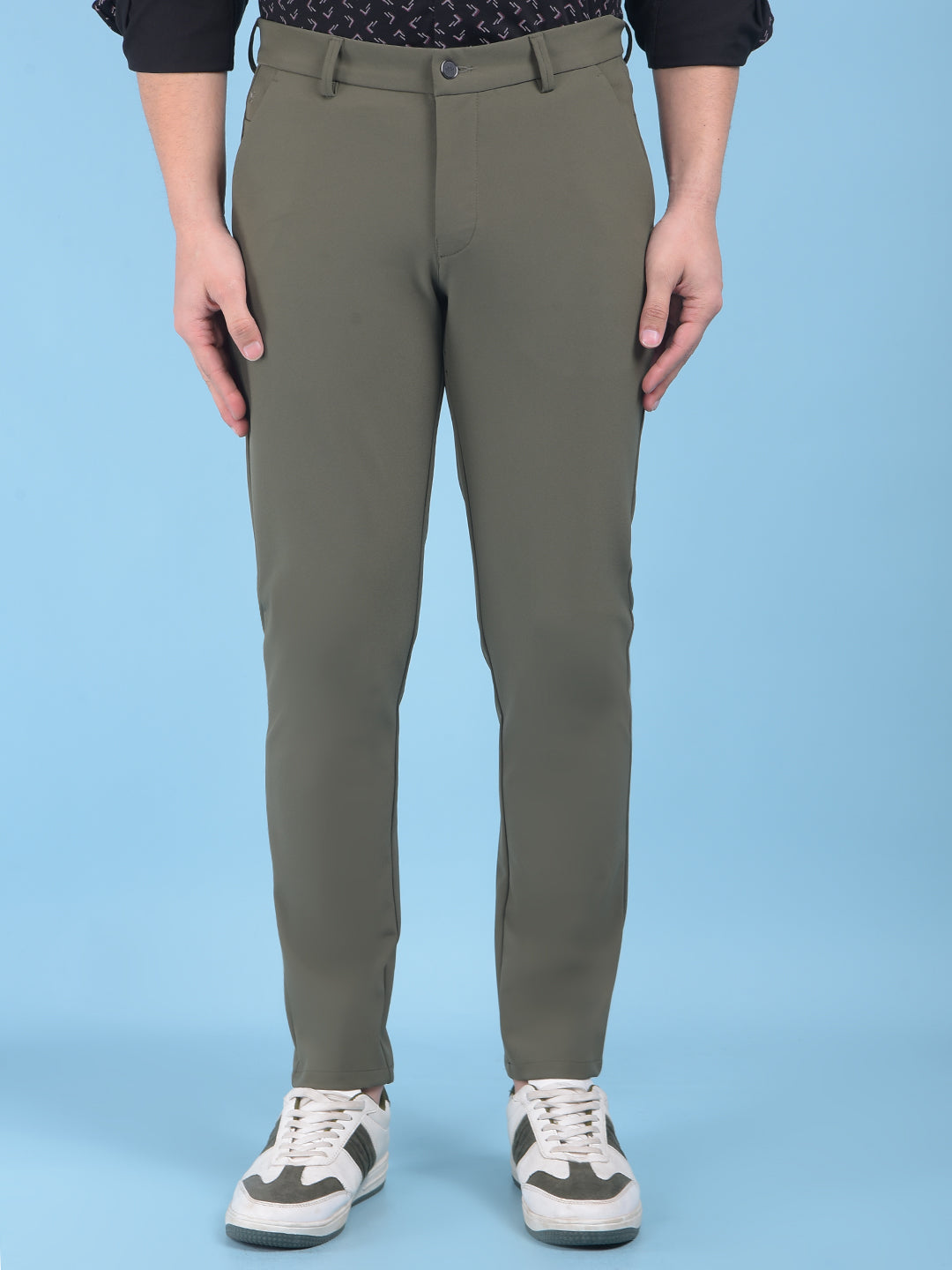 Olive Stretchable Trousers-Men Trousers-Crimsoune Club