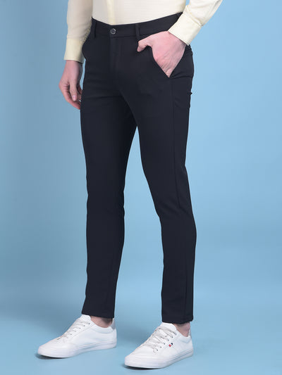 Black Stretchable Trousers-Men Trousers-Crimsoune Club