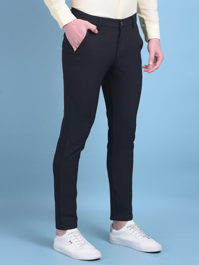 Black Stretchable Trousers-Men Trousers-Crimsoune Club