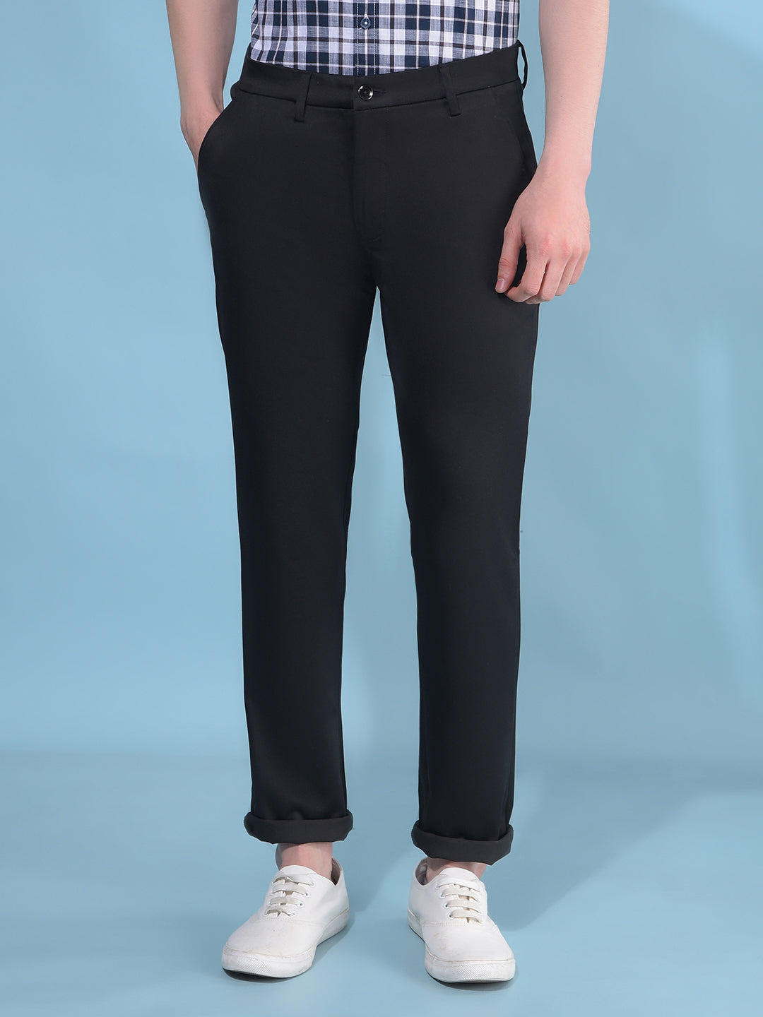 Black Cotton Trousers-Men Trousers-Crimsoune Club