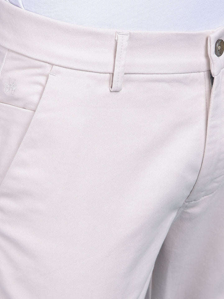Beige Stretchable Cotton Trousers-Men Trousers-Crimsoune Club