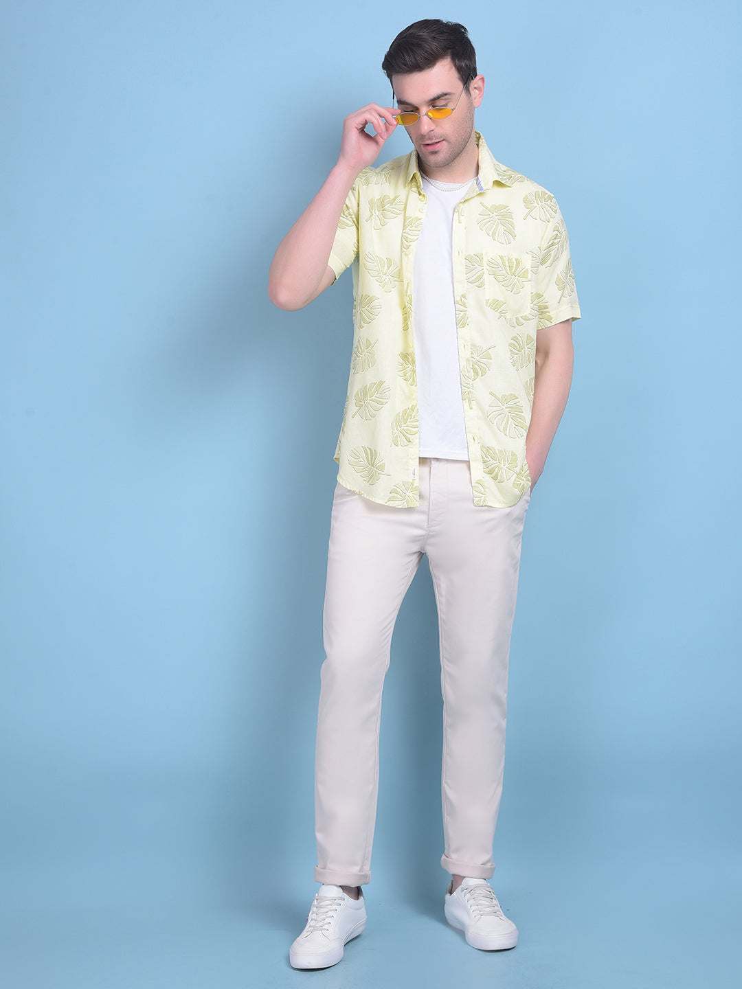 Beige Stretchable Cotton Trousers-Men Trousers-Crimsoune Club