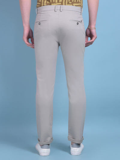 Beige Stretchable Cotton Trousers-Men Trousers-Crimsoune Club