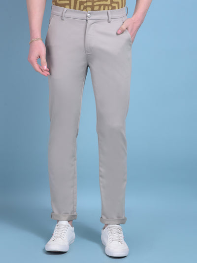 Beige Stretchable Cotton Trousers-Men Trousers-Crimsoune Club