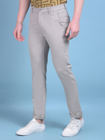 Beige Stretchable Cotton Trousers-Men Trousers-Crimsoune Club