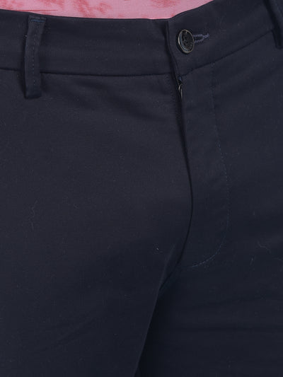 Blue Stretchable Cotton Trousers-Men Trousers-Crimsoune Club