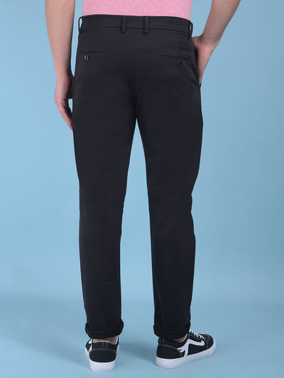 Black Stretchable Cotton Trousers-Men Trousers-Crimsoune Club