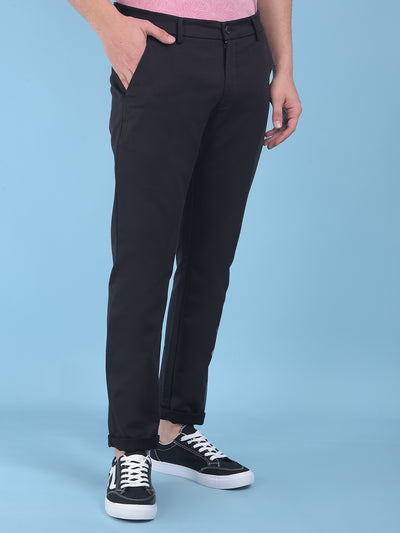 Black Stretchable Cotton Trousers-Men Trousers-Crimsoune Club