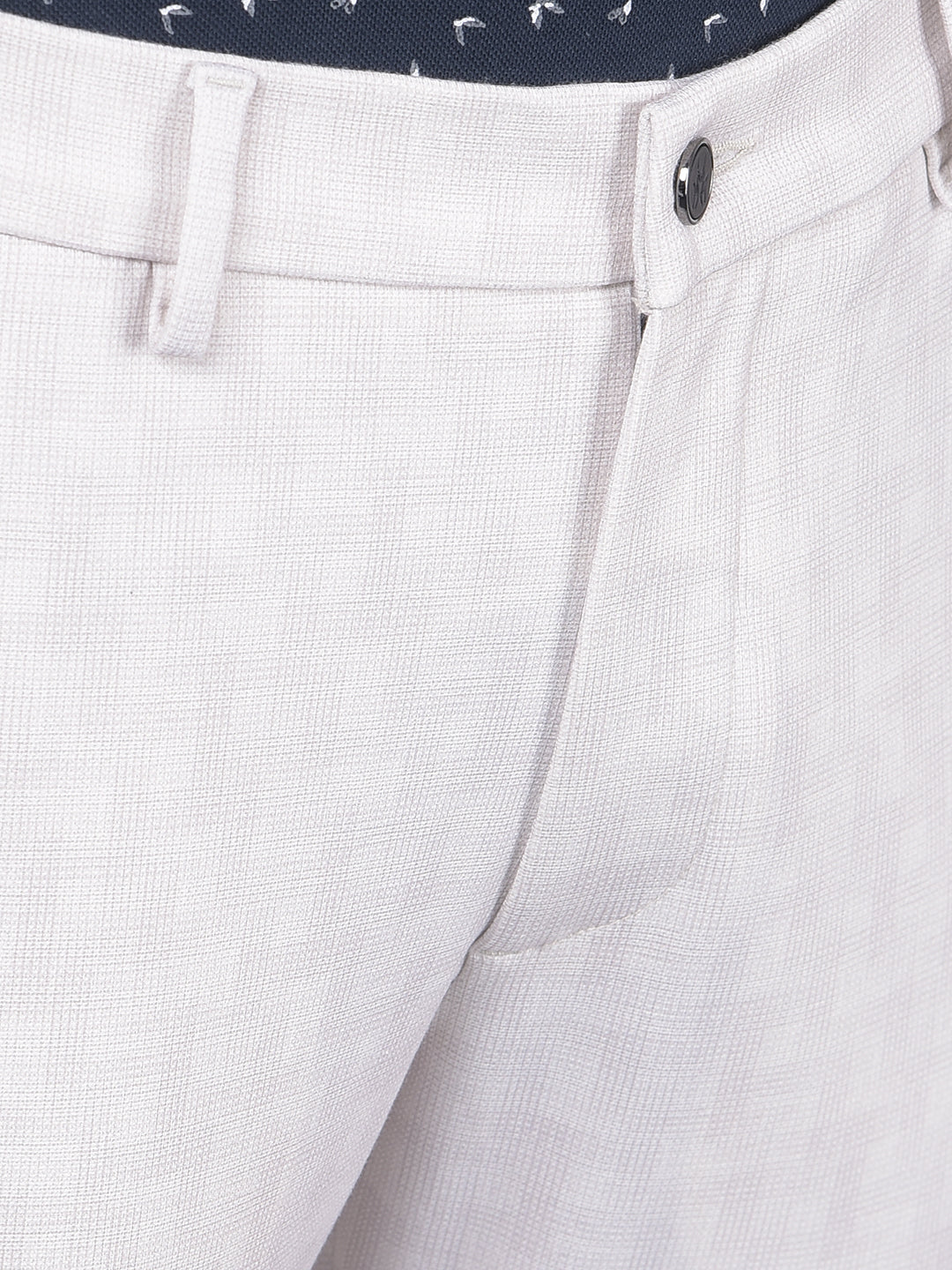 Cream Printed Chinos Trousers-Men Trousers-Crimsoune Club