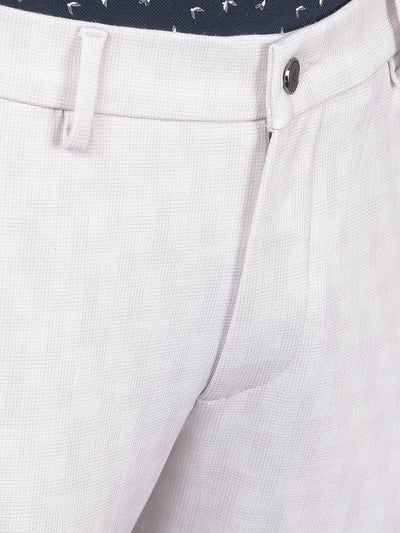 Cream Printed Chinos Trousers-Men Trousers-Crimsoune Club